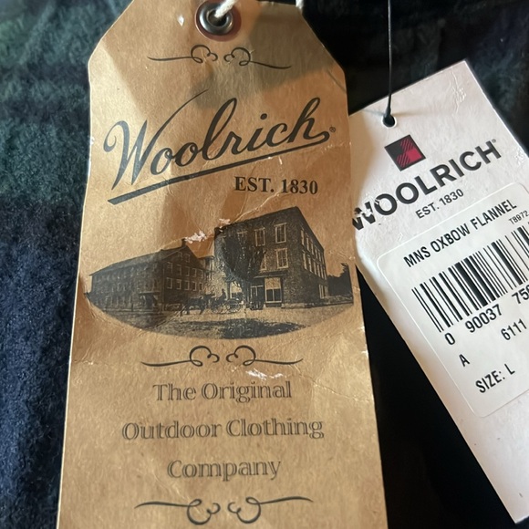 Woolrich Woolen Mills Oxbow Flannel  Plaid Shirt in Amy Navy Size Large NWT - Picture 13 of 13